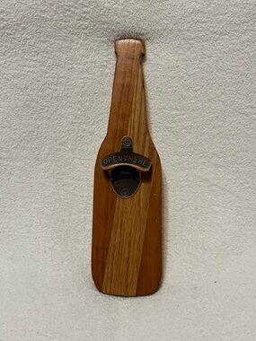 Wood Paddle Wall-Mount Bottle Opener - Brown